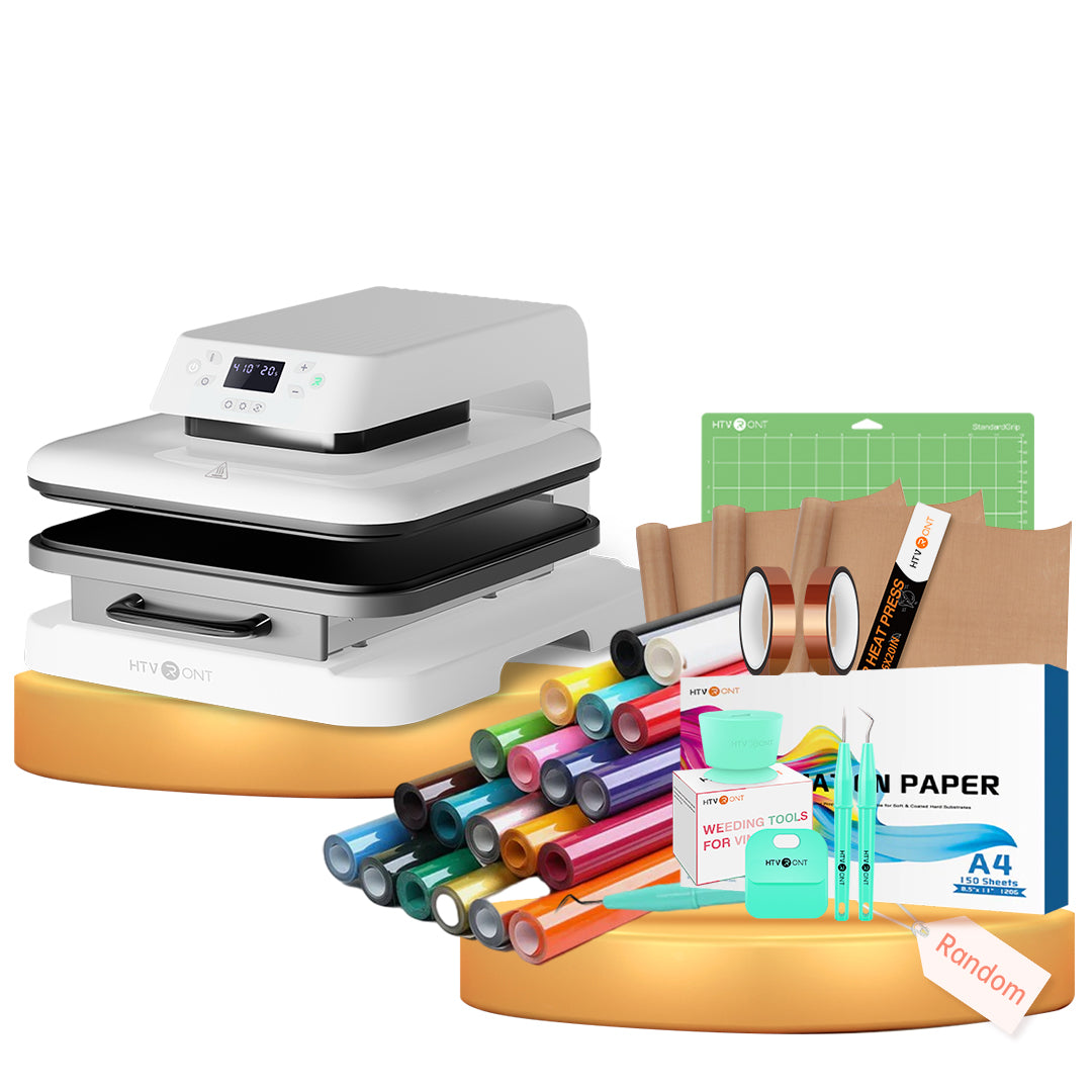 HTVRONT Auto Heat Press Machine 15" x 15" 230V - (2 Colors) & Giveaways