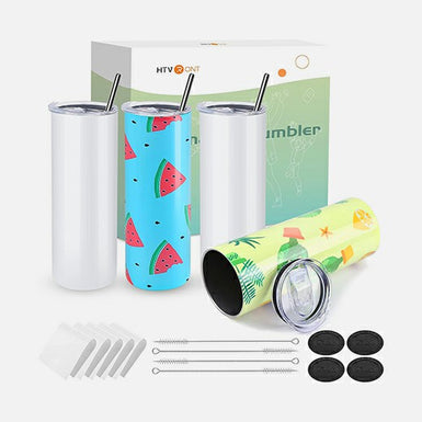 Sublimation Tumbler Blank with Sublimation Paper - Skinny Straight - 20 OZ( 4 Pack)
