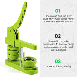 Button Maker Machine 58mm with Free 110pcs Button Supplies - No Need to Install Pin Maker