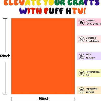 Multicolor 3D Puff Vinyl Heat Transfer - 8 Sheets Assorted Colors (12“x10")
