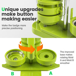Button Maker Machine 58mm with Free 110pcs Button Supplies - No Need to Install Pin Maker
