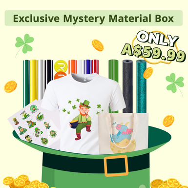 Exclusive Mystery Material Box - Heat Press Blanks & Heat Transfer Vinyl & Adhesive Vinyl Bundle
