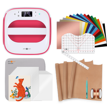 HTVRONT 10" x 10" (25 x 25 cm) Heat Press Machine (230V) - Beginner Kit - Raspberry Red