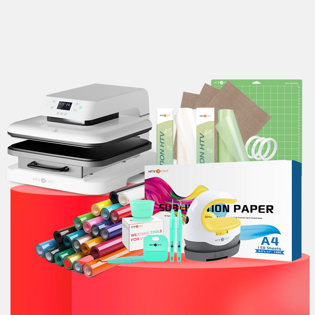 HTVRONT Auto Heat Press Machine 15" x 15" 230V - (2 Colors) & Giveaways