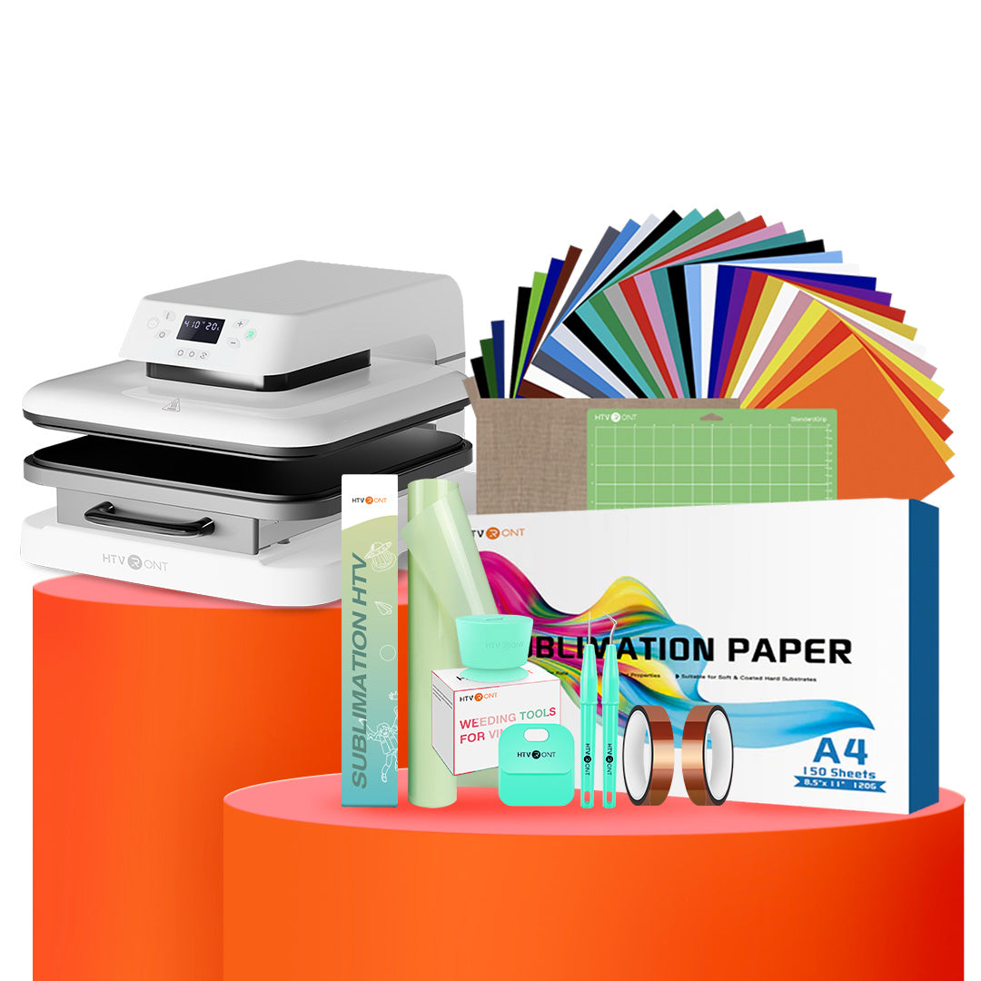 HTVRONT Auto Heat Press Machine 15" x 15" 230V - (2 Colors) & Giveaways