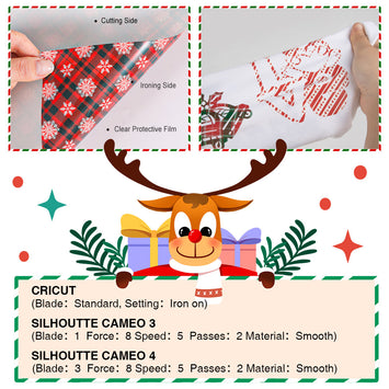Christmas Patterned Buffalo Plaid & Leopard Heat Transfer Vinyl Bundle -13 Sheets
