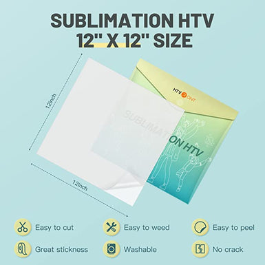 Clear Sublimation HTV for Light Fabric - 12" x 12" 10 Pack