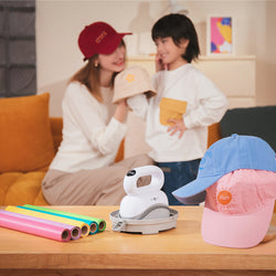 [Halloween Flash Sale]Hat Heat Press Machine+HTV&Sublimation Bundle (Puff HTV*8+Baseball Cap Blank*1+Sublimation Paper*30+Sublimation HTV*5+PTFE Teflon Sheet*1+1Pair Gloves≥A＄95)