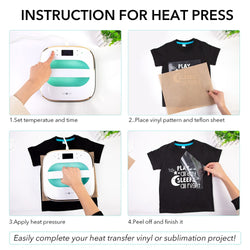 [Starter Kit]T shirt Heat Press Machine 10"x10" 230V+Starter Kit(HTV*10+Sublimation Paper*25+dark/ light heat transfer paper *10+Heat Press Mat+PTFE Teflon Sheet+Heat tape+4pc Weeding Tools)