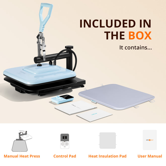 [⚡Flash Deal] Manual Heat Press Machine 15" x 15" 230V - (2 Colors) & Free Mini Heat Press