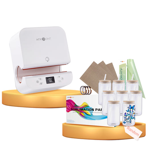 [Glass Bundle]Auto Tumbler Heat Press Machine& Great Value Box (Sublimation Glass 16oz*8+Sublimation Paper*150+ Sublimation HTV vinyl+Tools≥A$140)