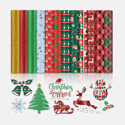 Christmas Patterned Heat Transfer Vinyl Bundle - 13 Pack 12"x10"