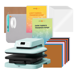 [Beginner Budle] Auto Heat Press Machine-(Blue) + Heat Press Accessories Bundle 52 Pcs