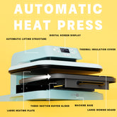 HTVRONT Auto Heat Press 15" x 15"  230V - (2 Colors)  - Standard Kit - White