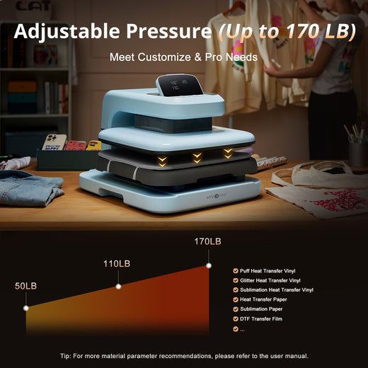 HTVRONT Auto Heat Press 2 - Smart 230V - Standard Kit - Bubble Blue