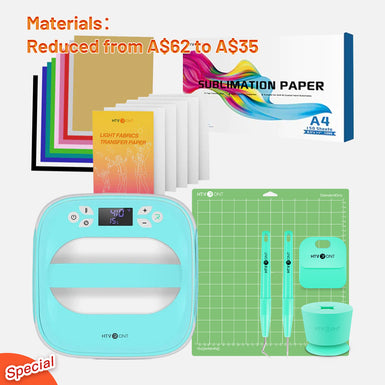 [Everything bundle]Portable Easy Heat Press Machine+10pc HTV+6pc heat transfer paper+150pc sublimation paper+Tools