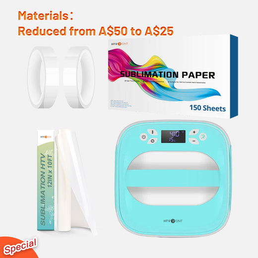 [Sublimation bundle]Portable Easy Heat Press Machine + Sublimation Paper/HTV + 2 rolls Heat Tape