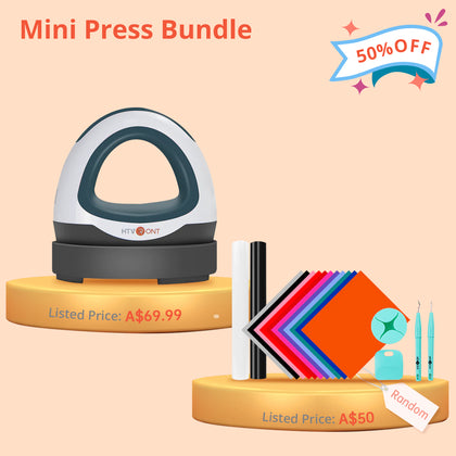 Mini Heat Press Machine + Lucky Bag (Random HTV Vinyls & Tools ≥A$60)