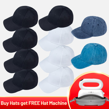 [Buy Cap get Free Hat Heat Press Machine]10 pack Baseball Cap Blanks Bundle,for school/party/office/outdoors