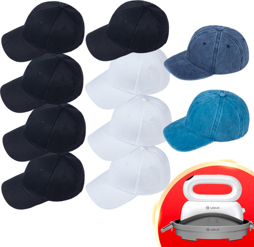 [Buy Cap get Free Hat Heat Press Machine]10 pack Baseball Cap Blanks Bundle,for school/party/office/outdoors