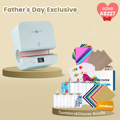 [Father’s Day Exclusive] Auto Tumbler Heat Press Machine +Great Valued Bundle(Sublimation Paper*30+Sublimation Tumbler Blank-20 OZ*4+Sublimation Glasses 16oz*4+Sticker Paper*20+HTV*10+Adhesive Vinyl+PTFE Teflon Sheet*3+Heat Press Heat Tape*3≥A$197)