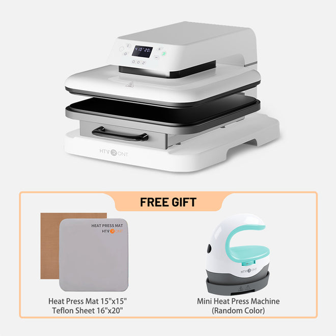 [Buy 1 Get 2]HTVRONT Auto Heat Press Machine 15" x 15" 230V & Free Mini Heat Press Machine