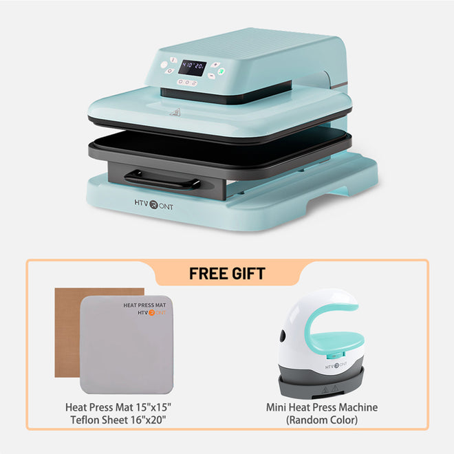 [Buy 1 Get 2]HTVRONT Auto Heat Press Machine 15" x 15" 230V & Free Mini Heat Press Machine