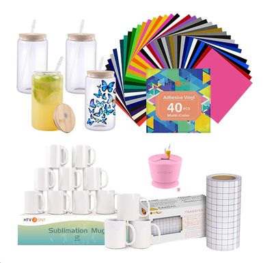 Mugs&glasses Blanks+Adhesive&Tools Bundle