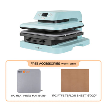HTVRONT Auto Heat Press 15" x 15"  230V - (2 Colors)  - Standard Kit - Light Blue