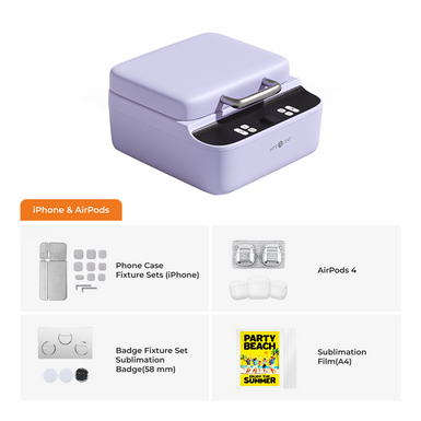 HTVRONT H17 Phone Case & Airpods 4 Heat Press - Lavender Purple