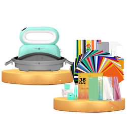 [Premium Bundle]HTVRONT Hat Heat Press Machine+ Super Valued Premium Box(HTV*10+PUFF HTV*8+Glitter HTV Roll+Sumblimation Paper*25+Sumblimation HTV*5+Transfer paper*10+PTFE Teflon Sheet*2+Weeding Tools*5≥A$154)