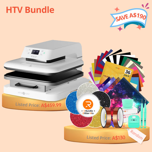 [HTV Bundle] Auto Heat Press Machine & Great Value Box Worth A$130