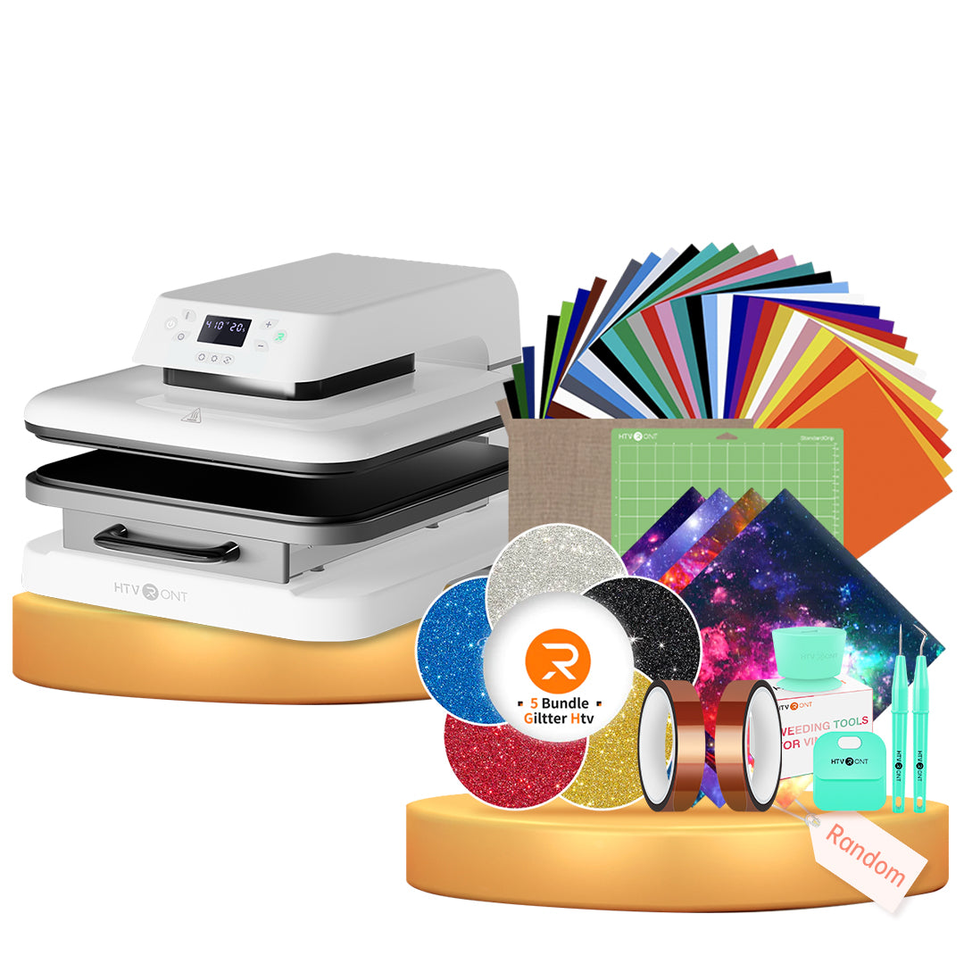 HTVRONT Auto Heat Press 15" x 15"  230V - (2 Colors) & Giveaways