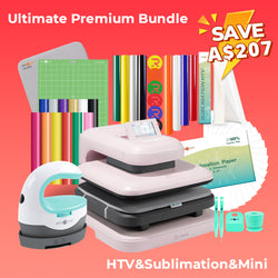 [Ultimate Premium Bundle]LOKLiK Auto Heat Press 2 +Premium Bundle(Multicolor HTV Roll*12+150 sheets Sublimation Paper A4+Sublimation HTV Roll+PUFF HTV*8+Mini2 Heat Press Machine+Heat Press Mat+Cutting Mat+Weeding Tools≥297 A＄)