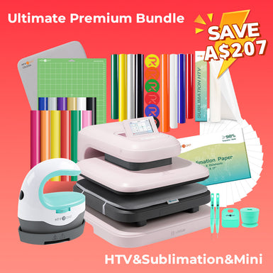 [Ultimate Premium Bundle]LOKLiK Auto Heat Press 2 +Premium Bundle(Multicolor HTV Roll*12+150 sheets Sublimation Paper A4+Sublimation HTV Roll+PUFF HTV*8+Mini2 Heat Press Machine+Heat Press Mat+Cutting Mat+Weeding Tools≥297 A＄)
