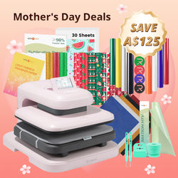 LOKLiK Auto Heat Press 2+Great Valued Bundle(PUFF HTV*8+Glitter HTV*5+Patterned HTV+Sumblimation Paper*30+Sumblimation HTV roll+Transfer paper*6+PTFE Teflon Sheet+Weeding Tools≥145 A＄)