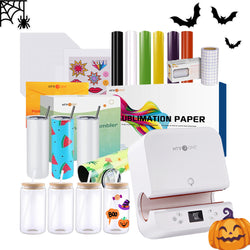 [🎃Halloween Kit] Auto Tumbler Heat Press Machine +Great Valued Bundle(6 Rolls Halloween colors Adhesive Vinyl+Sublimation Paper*30+Sublimation Tumbler Blank-20 OZ*4+Sublimation Glasses 16oz*4+Sticker Paper*10+Transfer Tape≥A$199)