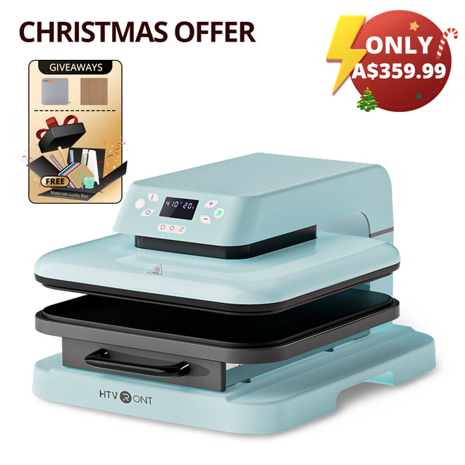 【Christmas Deals】HTVRONT Auto Heat Press Machine 15" x 15"  230V - (2 Colors) & Materials Box For Free