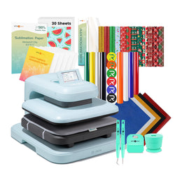 [Christmas Deals]LOKLiK Auto2 Heat Press+Christmas Bundle(PUFF HTV*8+Glitter HTV*5+Christmas HTV*13+Sumblimation Paper*30+Sumblimation HTV roll+Transfer paper*6+PTFE Teflon Sheet+Weeding Tools≥145 A＄)