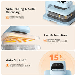 HTVRONT Auto Heat Press 2 - Smart 230V - Standard Kit - Bubble Blue