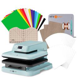 [T-Shirt Essential Kit] Auto Heat Press Machine 15" x 15" 110V + T Shirt Heat Press Kit (Include Vinyl&Sublimation Bundle, Tools&Heat Press Mat)