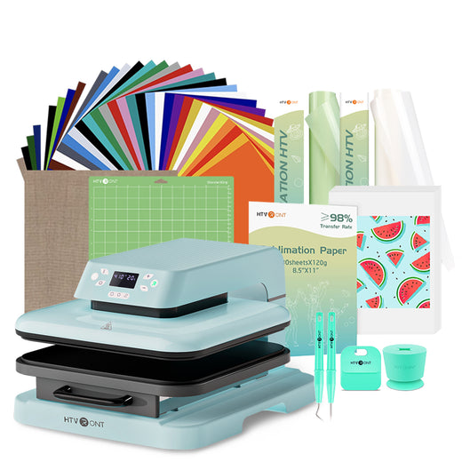 [Halloween Flash Sale] HTVRONT Auto Heat Press Machine 15" x 15" + HTV & Sublimation & Tools Bundle