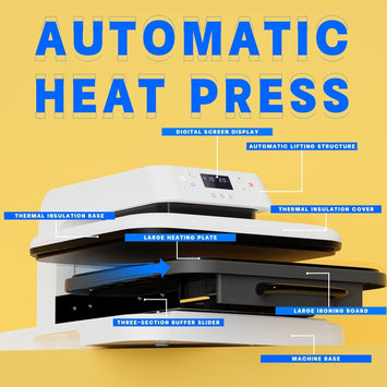 [Exclusive Bundle] Auto Heat Press Machine 15" x 15" 230V + 20rolls colors HTV Vinyl+150pcs Sublimation paper