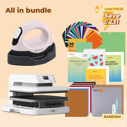 [All in bundle]HTVRONT/LOKLiK Auto Heat Press15“x15”+Mini3 Heat Press Machine+advanced Bundle(Multicolor HTV*46+Sumblimation Paper*25+Transfer paper*10+PTFE Teflon Sheet+Heat Press Mat+Cutting Mat+Weeding Tools≥A＄123)