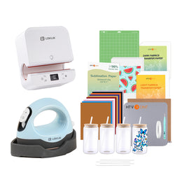 [All in bundle]HTVRONT/LOKLiK Auto Tumbler+Mini3 Heat Press Machine+advanced Bundle(Multicolor HTV*10+Sumblimation Paper*25+Glasses 16oz*4+Transfer paper*10+PTFE Teflon Sheet+Heat Press Mat+Weeding Tools≥A＄121)