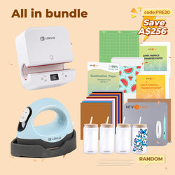 [All in bundle]HTVRONT/LOKLiK Auto Tumbler+Mini3 Heat Press Machine+advanced Bundle(Multicolor HTV*10+Sumblimation Paper*25+Glasses 16oz*4+Transfer paper*10+PTFE Teflon Sheet+Heat Press Mat+Weeding Tools≥A＄121)