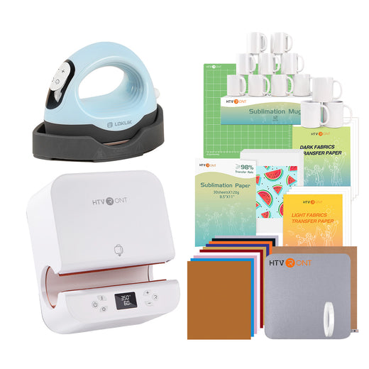 [All in bundle]HTVRONT/LOKLiK Auto Tumbler+Mini3 Heat Press Machine+advanced Bundle(Multicolor HTV*10+Sumblimation Paper*25+Glasses 16oz*4+Transfer paper*10+PTFE Teflon Sheet+Heat Press Mat+Weeding Tools≥A＄121)