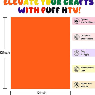 Multicolor 3D Puff Vinyl Heat Transfer - 8 Sheets Assorted Colors （12“x10"）