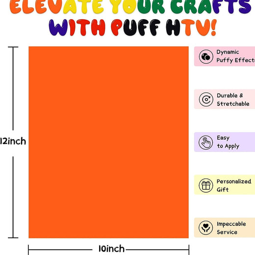 Multicolor 3D Puff Heat Transfer Vinyl - 8 Sheets Assorted Colors(12“ x 10")