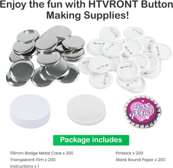 [Buy Button Parts get Free Button Maker Machine]HTVRONT Blank Button Making Supplies Bundle(1640pcs 58mm/2.25 inch for Button Maker Machine 58mm)